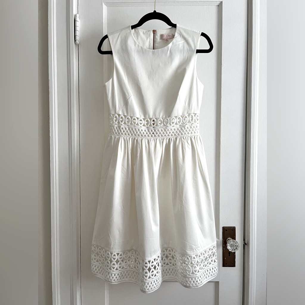 New Ted Baker Dayzey A Line Lace Panelling Fit Flare Cut Out Dress